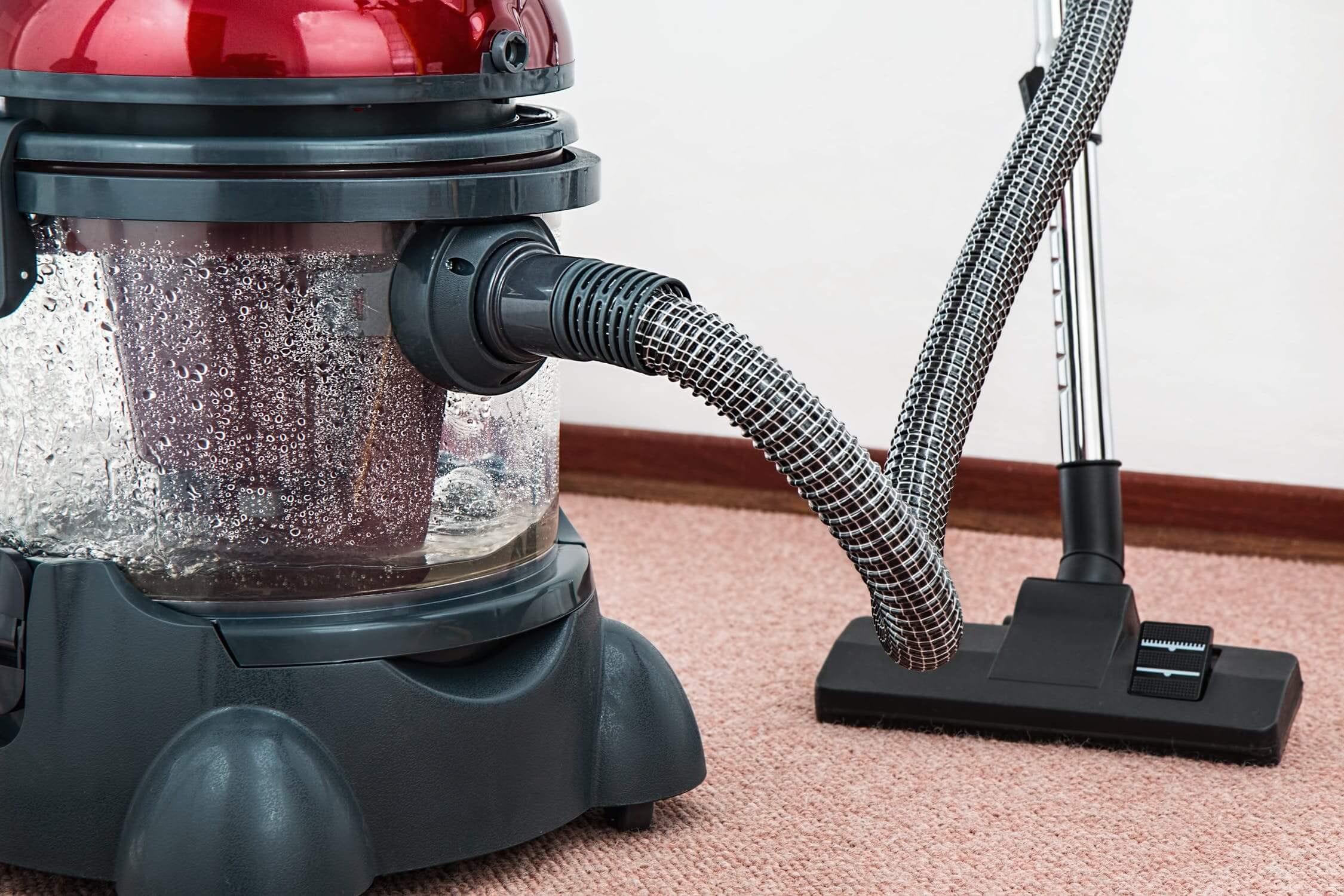 Close up of vacuum and carpet